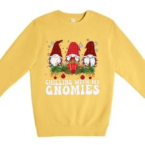 Chillin With My Gnomies Plaid Christmas Santa Gnomes Xmas Premium Crewneck Sweatshirt