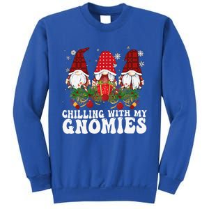 Chillin With My Gnomies Plaid Christmas Santa Gnomes Xmas Sweatshirt