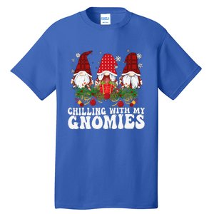 Chillin With My Gnomies Plaid Christmas Santa Gnomes Xmas Tall T-Shirt