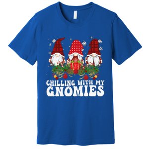 Chillin With My Gnomies Plaid Christmas Santa Gnomes Xmas Premium T-Shirt