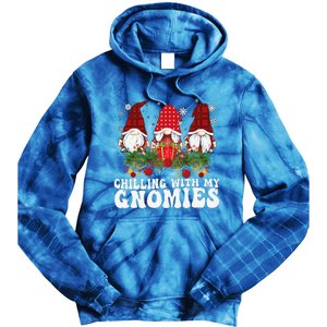 Chillin With My Gnomies Plaid Christmas Santa Gnomes Xmas Tie Dye Hoodie