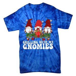 Chillin With My Gnomies Plaid Christmas Santa Gnomes Xmas Tie-Dye T-Shirt