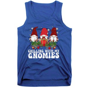 Chillin With My Gnomies Plaid Christmas Santa Gnomes Xmas Tank Top