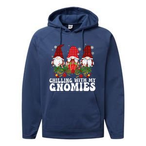 Chillin With My Gnomies Plaid Christmas Santa Gnomes Xmas Performance Fleece Hoodie