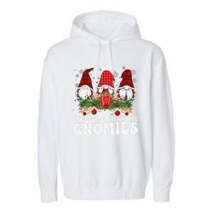 Chillin With My Gnomies Plaid Christmas Santa Gnomes Xmas Garment-Dyed Fleece Hoodie