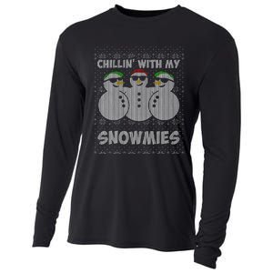 Chillin With My Snowmies Funny Ugly Christmas Cooling Performance Long Sleeve Crew