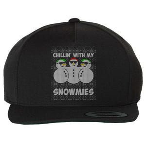 Chillin With My Snowmies Funny Ugly Christmas Wool Snapback Cap