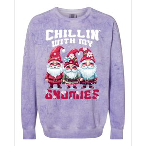 Chillin With My Gnomies Santa Claus Gnomes Groovy Christmas Gift Colorblast Crewneck Sweatshirt