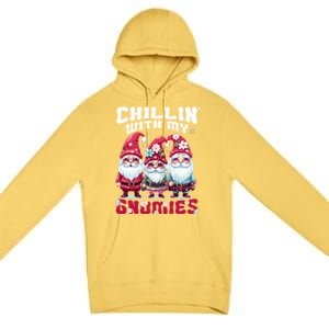 Chillin With My Gnomies Santa Claus Gnomes Groovy Christmas Gift Premium Pullover Hoodie