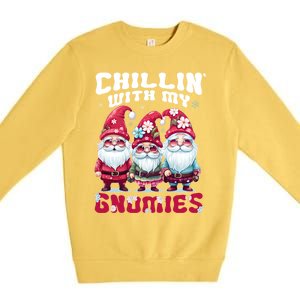 Chillin With My Gnomies Santa Claus Gnomes Groovy Christmas Gift Premium Crewneck Sweatshirt