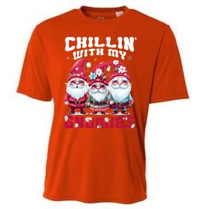 Chillin With My Gnomies Santa Claus Gnomes Groovy Christmas Gift Cooling Performance Crew T-Shirt