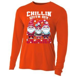 Chillin With My Gnomies Santa Claus Gnomes Groovy Christmas Gift Cooling Performance Long Sleeve Crew