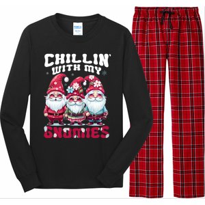 Chillin With My Gnomies Santa Claus Gnomes Groovy Christmas Gift Long Sleeve Pajama Set