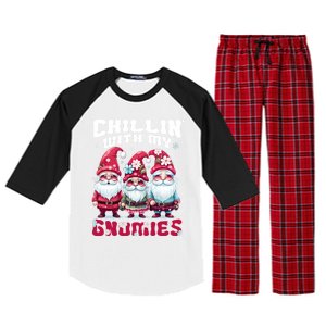 Chillin With My Gnomies Santa Claus Gnomes Groovy Christmas Gift Raglan Sleeve Pajama Set