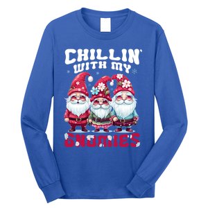 Chillin With My Gnomies Santa Claus Gnomes Groovy Christmas Gift Long Sleeve Shirt