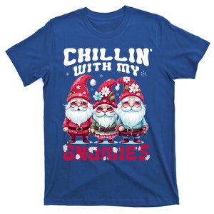 Chillin With My Gnomies Santa Claus Gnomes Groovy Christmas Gift T-Shirt