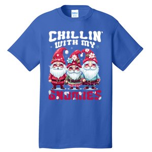 Chillin With My Gnomies Santa Claus Gnomes Groovy Christmas Gift Tall T-Shirt