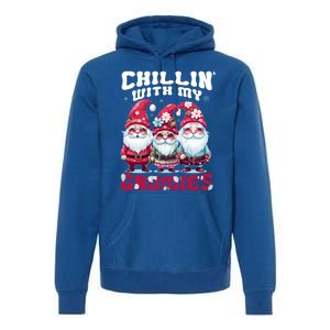 Chillin With My Gnomies Santa Claus Gnomes Groovy Christmas Gift Premium Hoodie