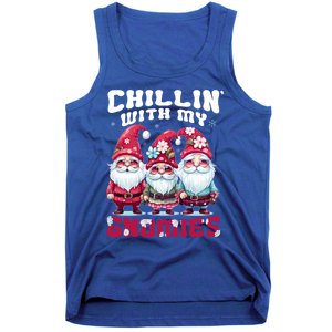 Chillin With My Gnomies Santa Claus Gnomes Groovy Christmas Gift Tank Top