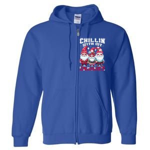 Chillin With My Gnomies Santa Claus Gnomes Groovy Christmas Gift Full Zip Hoodie