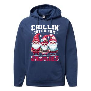 Chillin With My Gnomies Santa Claus Gnomes Groovy Christmas Gift Performance Fleece Hoodie