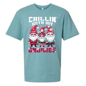 Chillin With My Gnomies Santa Claus Gnomes Groovy Christmas Gift Sueded Cloud Jersey T-Shirt