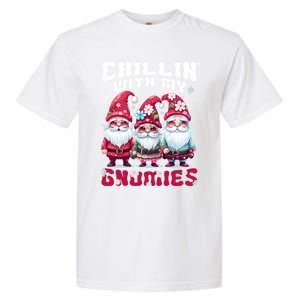 Chillin With My Gnomies Santa Claus Gnomes Groovy Christmas Gift Garment-Dyed Heavyweight T-Shirt