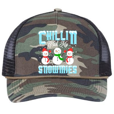 Chillin With My Snowmies Great Gift Retro Rope Trucker Hat Cap