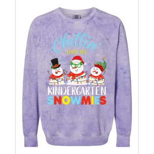 Chillin With My Kindergarten Snowmies Teacher Christmas Xmas Colorblast Crewneck Sweatshirt