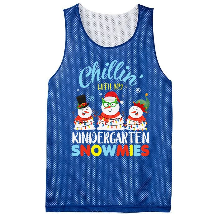 Chillin With My Kindergarten Snowmies Teacher Christmas Xmas Mesh Reversible Basketball Jersey Tank