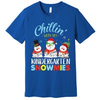 Chillin With My Kindergarten Snowmies Teacher Christmas Xmas Premium T-Shirt