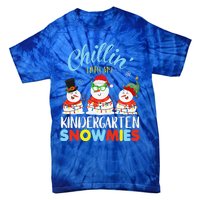 Chillin With My Kindergarten Snowmies Teacher Christmas Xmas Tie-Dye T-Shirt