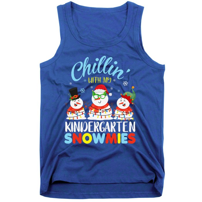 Chillin With My Kindergarten Snowmies Teacher Christmas Xmas Tank Top