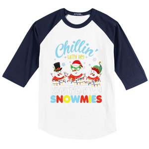 Chillin With My Kindergarten Snowmies Teacher Christmas Xmas Baseball Sleeve Shirt