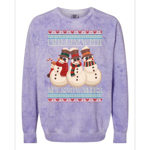 Chillin With My Snowmies Ugly Christmas Snowman Colorblast Crewneck Sweatshirt