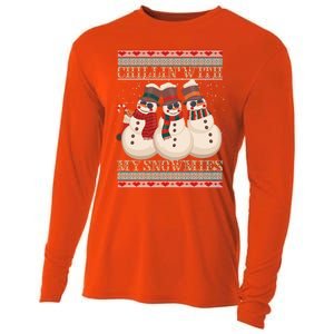 Chillin With My Snowmies Ugly Christmas Snowman Cooling Performance Long Sleeve Crew