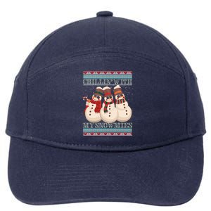 Chillin With My Snowmies Ugly Christmas Snowman 7-Panel Snapback Hat