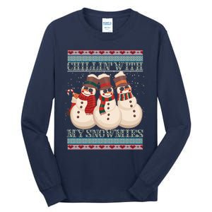 Chillin With My Snowmies Ugly Christmas Snowman Tall Long Sleeve T-Shirt