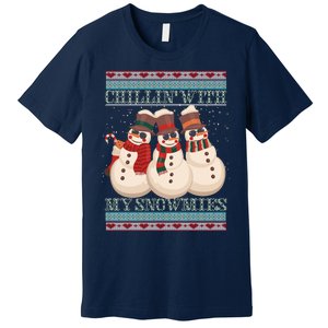 Chillin With My Snowmies Ugly Christmas Snowman Premium T-Shirt