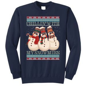 Chillin With My Snowmies Ugly Christmas Snowman Tall Sweatshirt