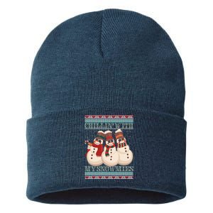 Chillin With My Snowmies Ugly Christmas Snowman Sustainable Knit Beanie