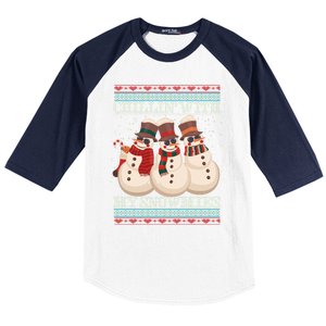 Chillin With My Snowmies Ugly Christmas Snowman Baseball Sleeve Shirt