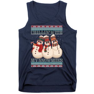 Chillin With My Snowmies Ugly Christmas Snowman Tank Top