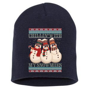 Chillin With My Snowmies Ugly Christmas Snowman Short Acrylic Beanie