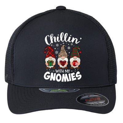 Chillin With My Gnomie Leopard Christmas Gnome Buffalo Gift Flexfit Unipanel Trucker Cap