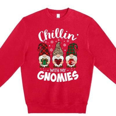 Chillin With My Gnomie Leopard Christmas Gnome Buffalo Gift Premium Crewneck Sweatshirt