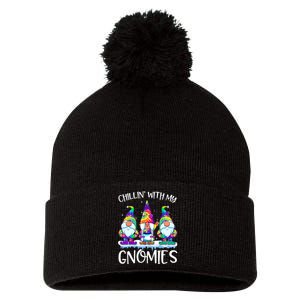 Chillin With My Gnomies Christmas Tie Dye Garden Gnome Xmas Pom Pom 12in Knit Beanie