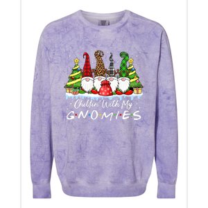 Chillin With My Gnomies Funny Christmas Family Friend Gnomes Colorblast Crewneck Sweatshirt