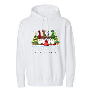 Chillin With My Gnomies Funny Christmas Family Friend Gnomes Garment-Dyed Fleece Hoodie