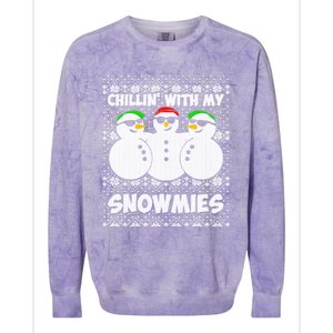 Chillin With My Snowmies Ugly Christmas Colorblast Crewneck Sweatshirt